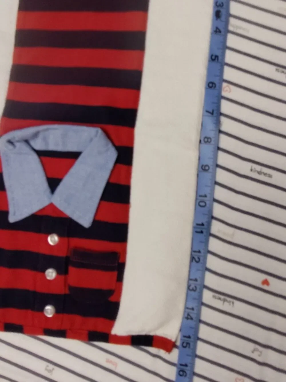 Mud Pie Baby Boy Polo Shirt Burp Cloth - Navy & Red Stripe Chambray Collar
